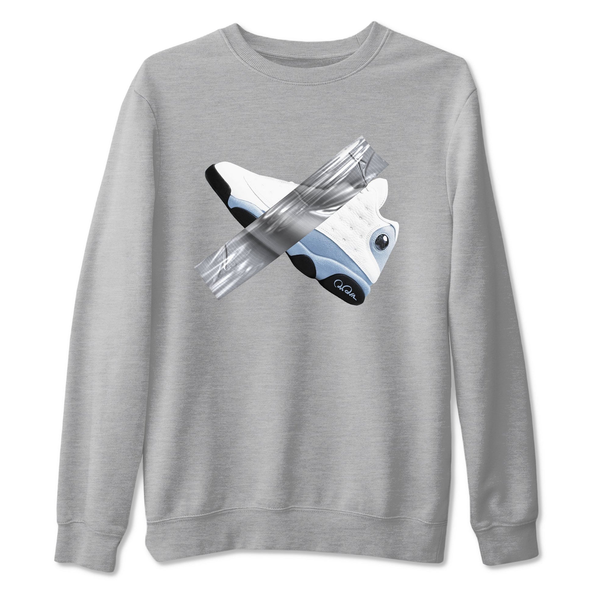 Air Jordan 13 Blue Grey shirt to match jordans Duct Tape sneaker tees AJ13 Blue Grey SNRT Sneaker Release Tees unisex cotton Heather Grey 2 crew neck shirt