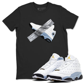Air Jordan 13 Blue Grey shirt to match jordans Duct Tape sneaker tees AJ13 Blue Grey SNRT Sneaker Release Tees unisex cotton Black 1 crew neck shirt