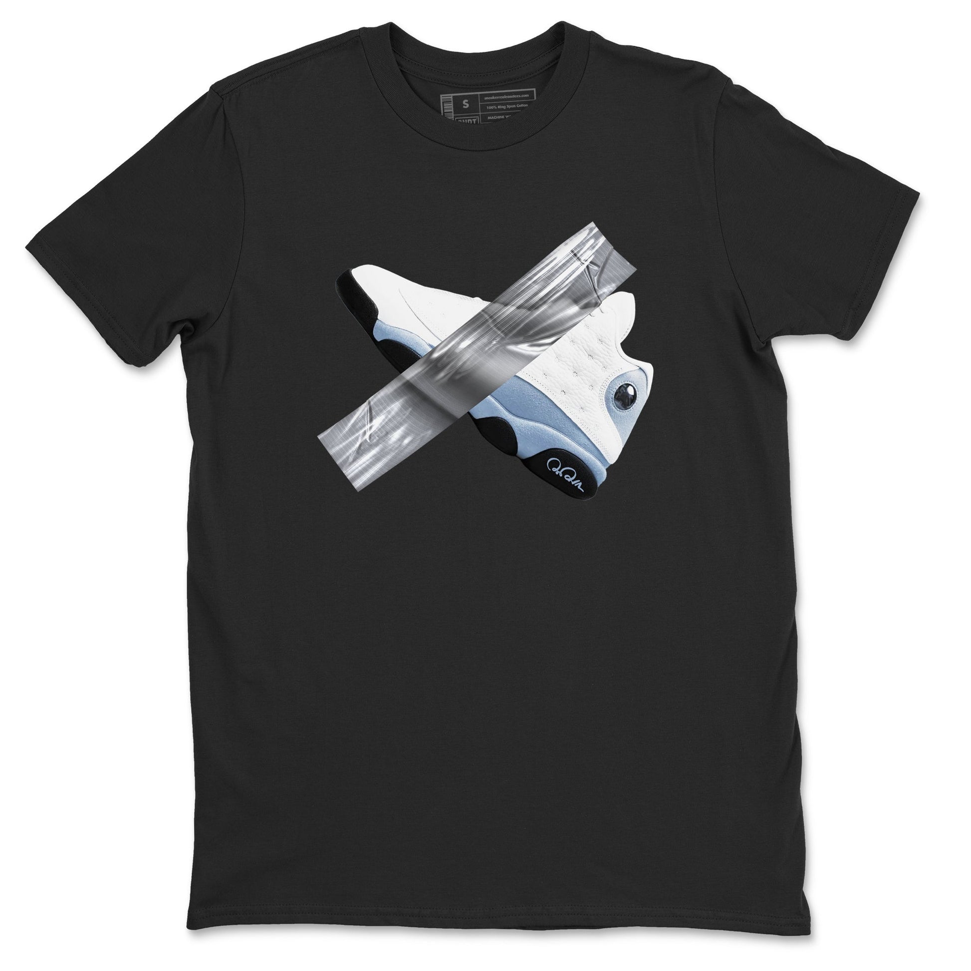 Air Jordan 13 Blue Grey shirt to match jordans Duct Tape sneaker tees AJ13 Blue Grey SNRT Sneaker Release Tees unisex cotton Black 2 crew neck shirt