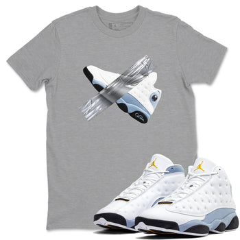 Air Jordan 13 Blue Grey shirt to match jordans Duct Tape sneaker tees AJ13 Blue Grey SNRT Sneaker Release Tees unisex cotton Heather Grey 1 crew neck shirt