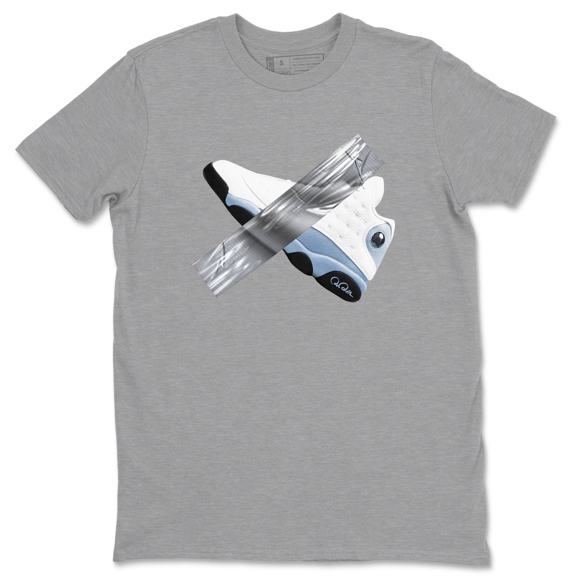 Air Jordan 13 Blue Grey shirt to match jordans Duct Tape sneaker tees AJ13 Blue Grey SNRT Sneaker Release Tees unisex cotton Heather Grey 2 crew neck shirt