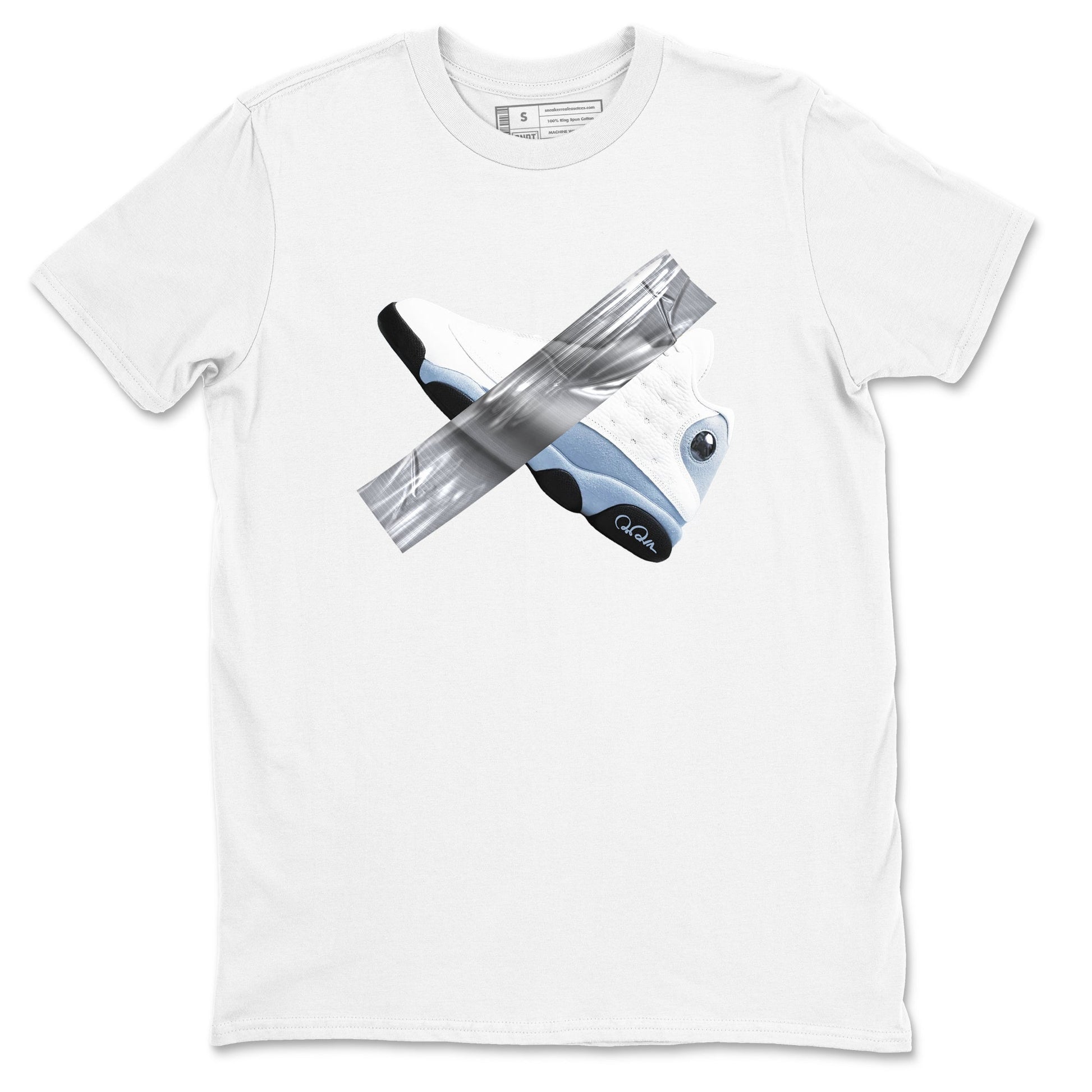 Air Jordan 13 Blue Grey shirt to match jordans Duct Tape sneaker tees AJ13 Blue Grey SNRT Sneaker Release Tees unisex cotton White 2 crew neck shirt