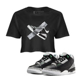 3s Green Glow shirt to match jordans Duct Tape sneaker tees Air Jordan 3 Green Glow SNRT Sneaker Release Tees Black 1 crop length shirt