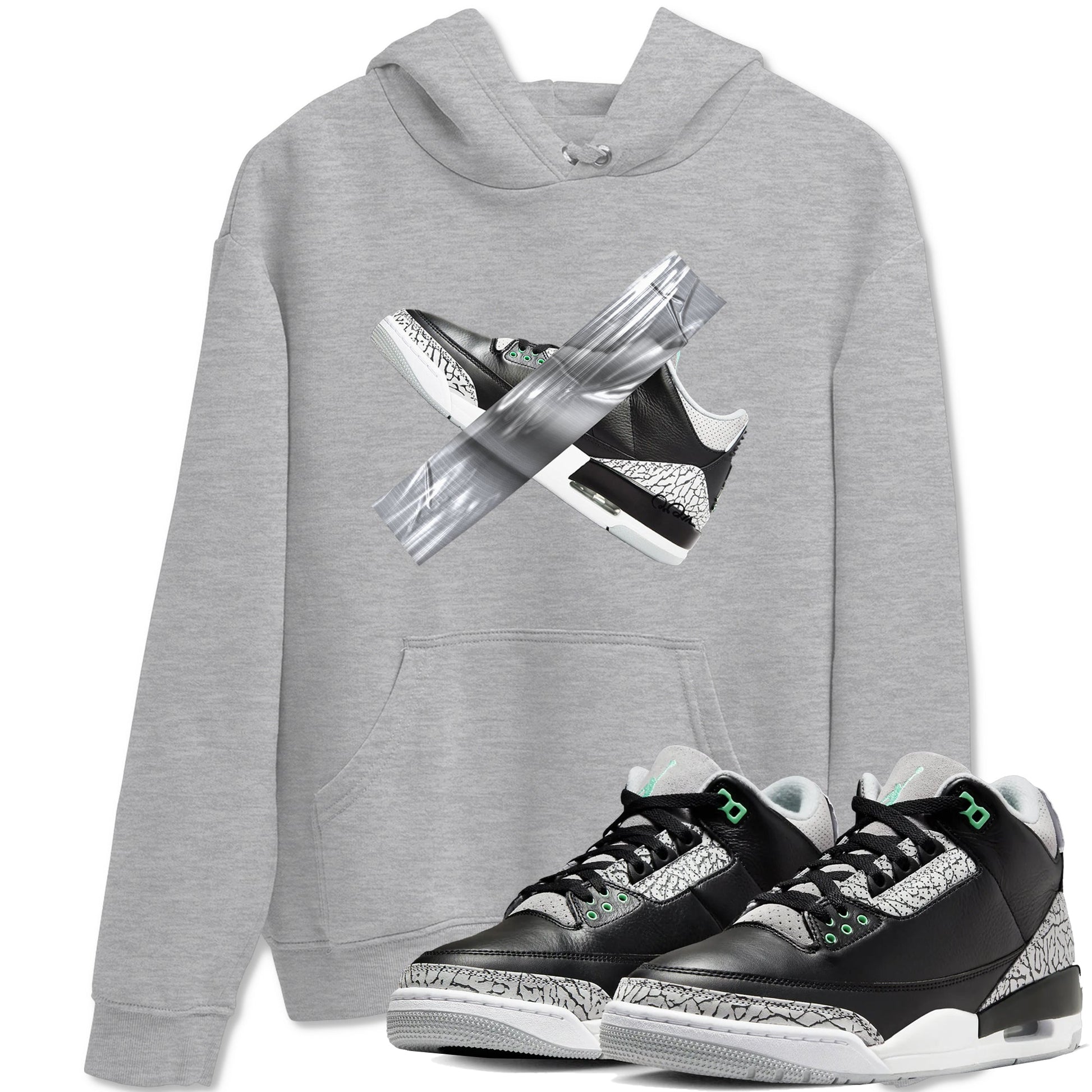 3s Green Glow shirt to match jordans Duct Tape sneaker tees Air Jordan 3 Green Glow SNRT Sneaker Release Tees unisex cotton Heather Grey 1 crew neck shirt