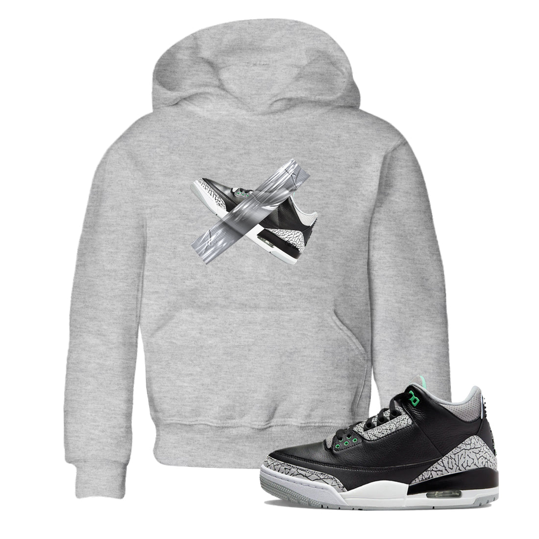 3s Green Glow shirt to match jordans Duct Tape sneaker tees Air Jordan 3 Green Glow SNRT sneaker release tees baby toddler Heather Grey 1 cotton Shirt