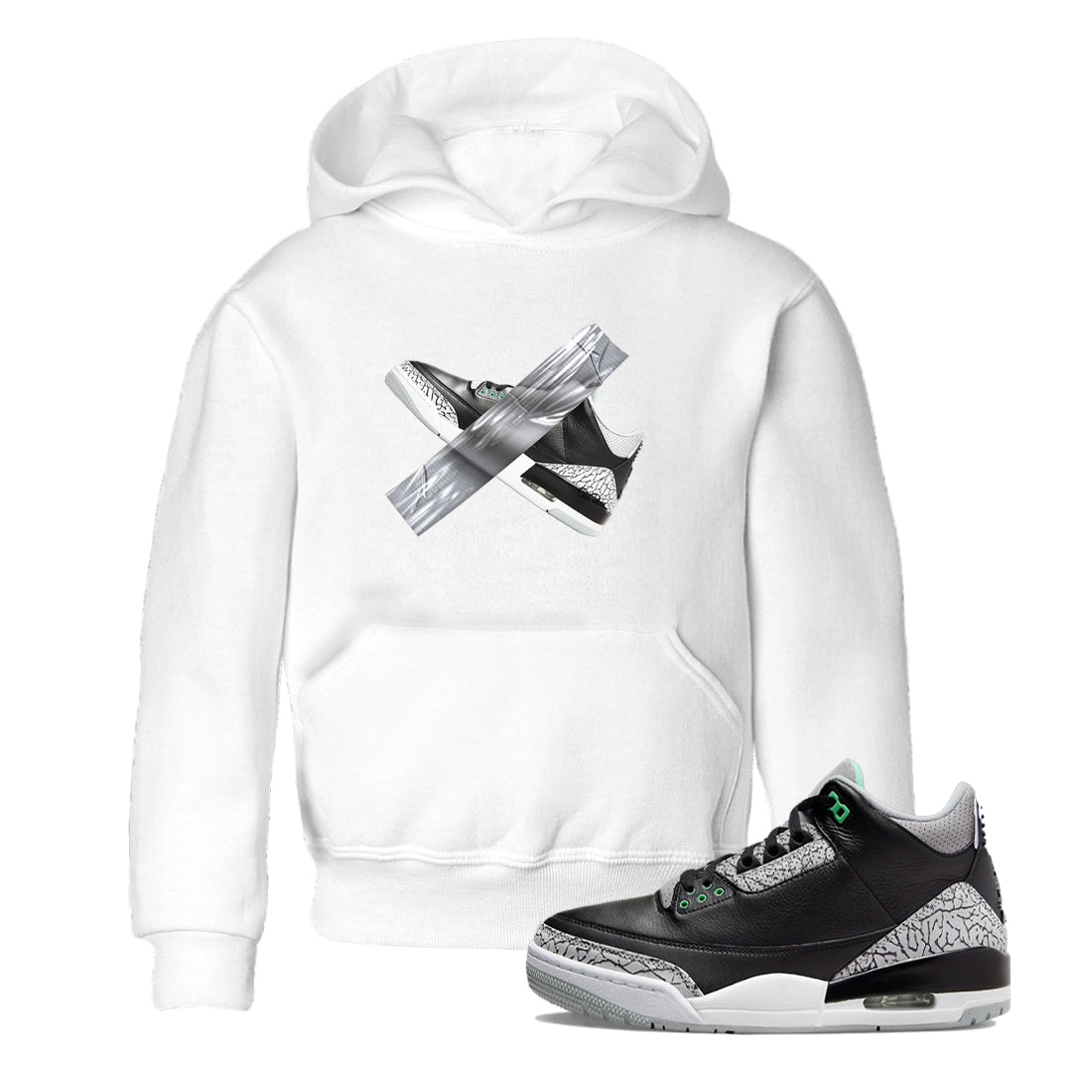 3s Green Glow shirt to match jordans Duct Tape sneaker tees Air Jordan 3 Green Glow SNRT sneaker release tees baby toddler White 1 cotton Shirt