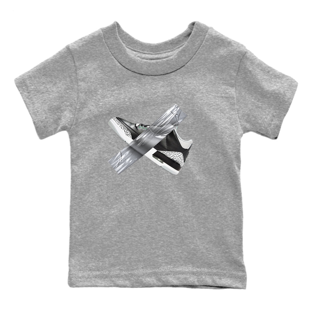 3s Green Glow shirt to match jordans Duct Tape sneaker tees Air Jordan 3 Green Glow SNRT sneaker release tees baby toddler Heather Grey 2 cotton Shirt