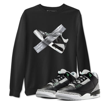3s Green Glow shirt to match jordans Duct Tape sneaker tees Air Jordan 3 Green Glow SNRT Sneaker Release Tees unisex cotton Black 1 crew neck shirt