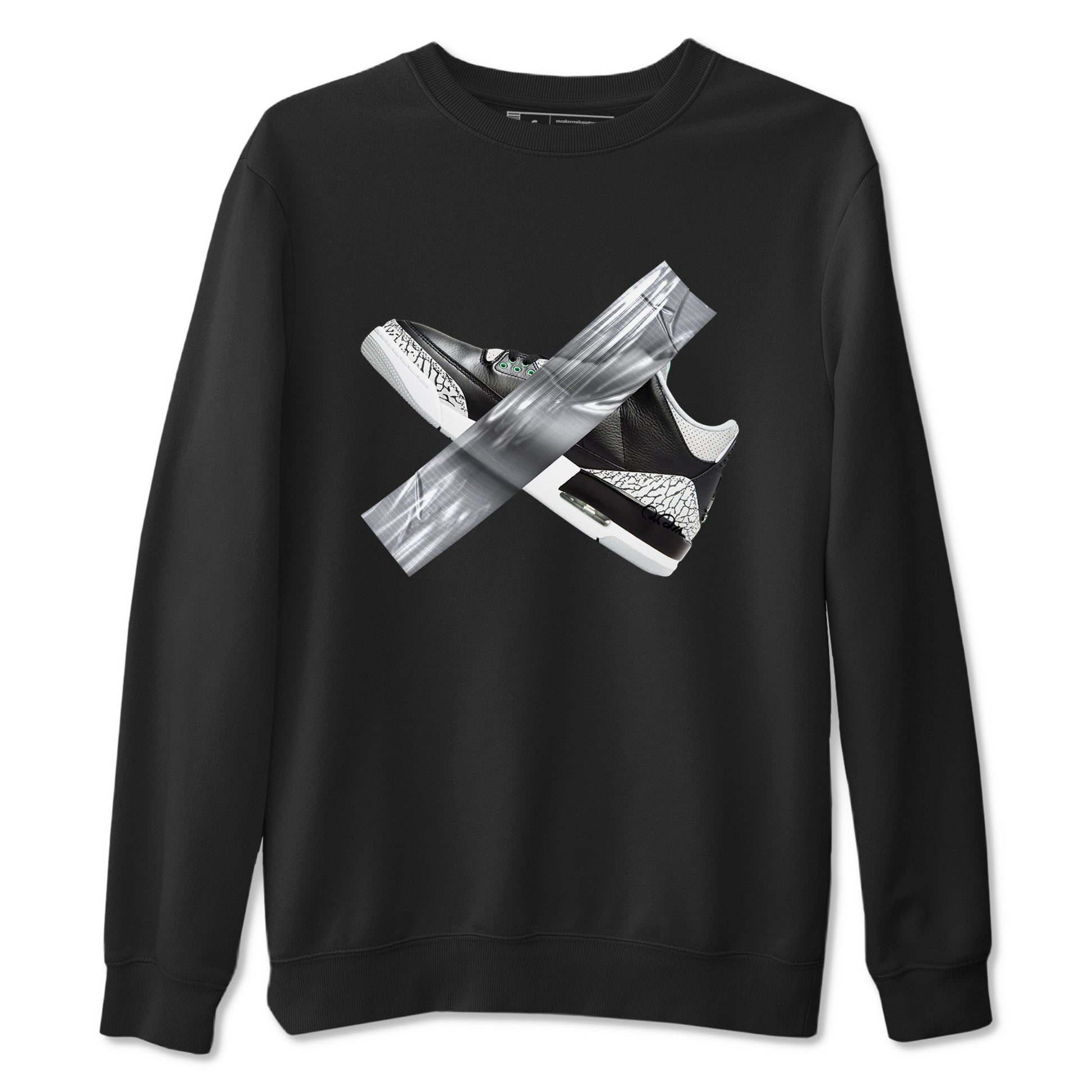 3s Green Glow shirt to match jordans Duct Tape sneaker tees Air Jordan 3 Green Glow SNRT Sneaker Release Tees unisex cotton Black 2 crew neck shirt