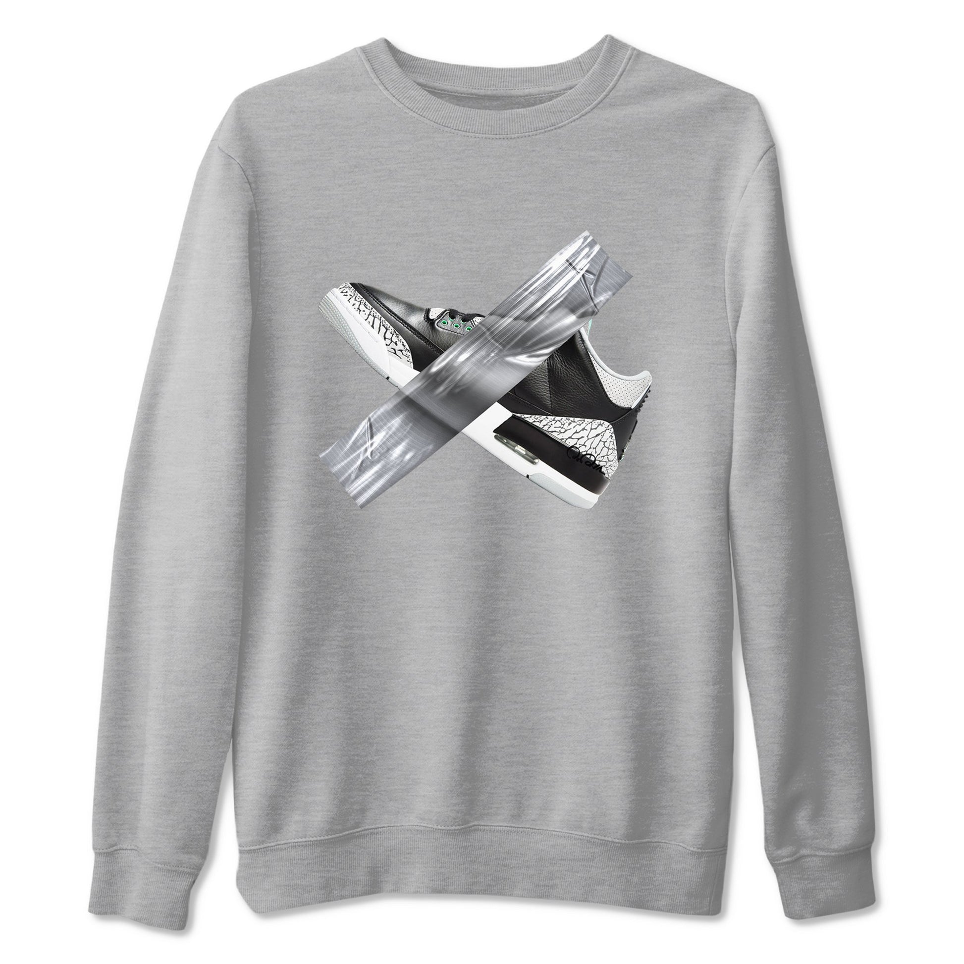 3s Green Glow shirt to match jordans Duct Tape sneaker tees Air Jordan 3 Green Glow SNRT Sneaker Release Tees unisex cotton Heather Grey 2 crew neck shirt