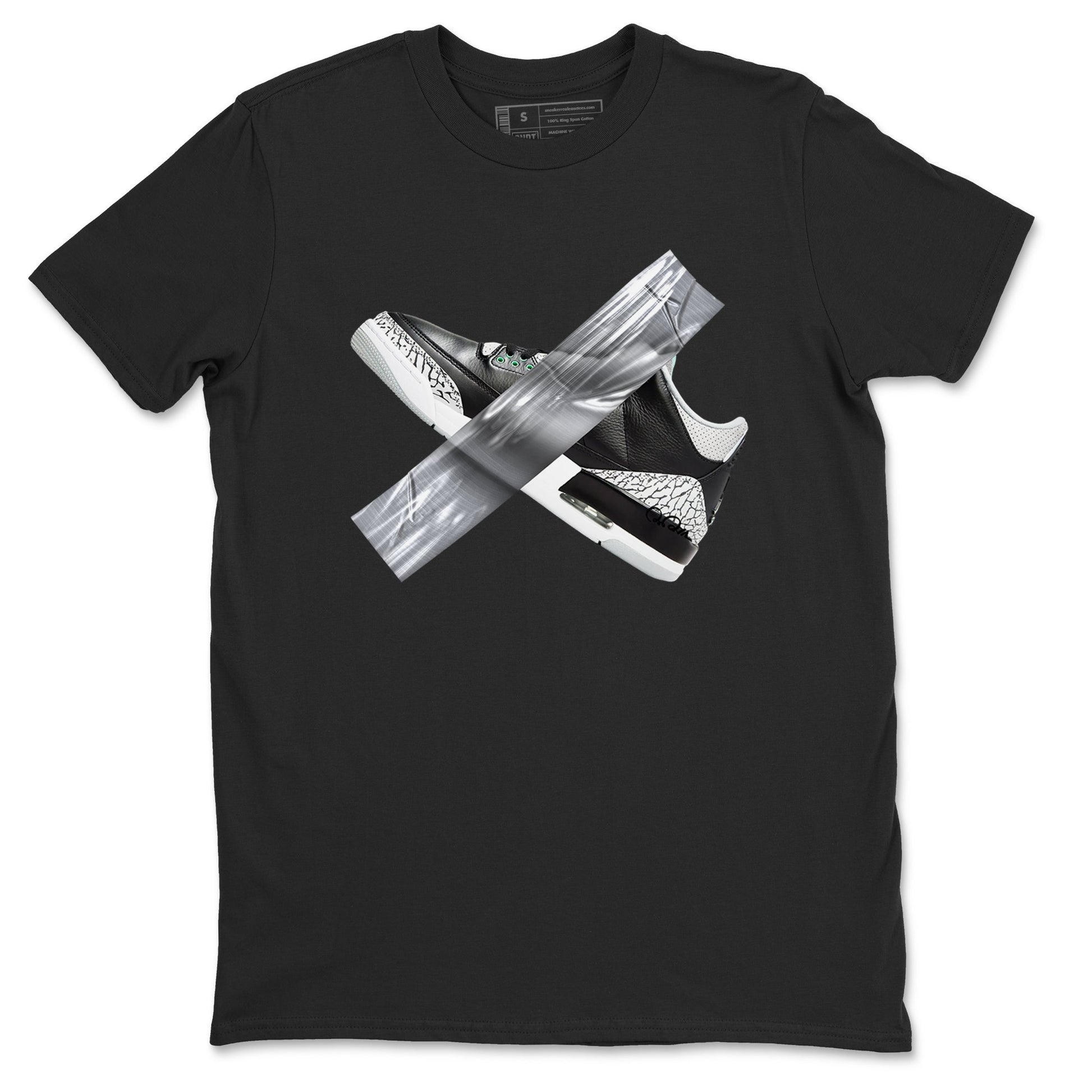 3s Green Glow shirt to match jordans Duct Tape sneaker tees Air Jordan 3 Green Glow SNRT Sneaker Release Tees unisex cotton Black 2 crew neck shirt