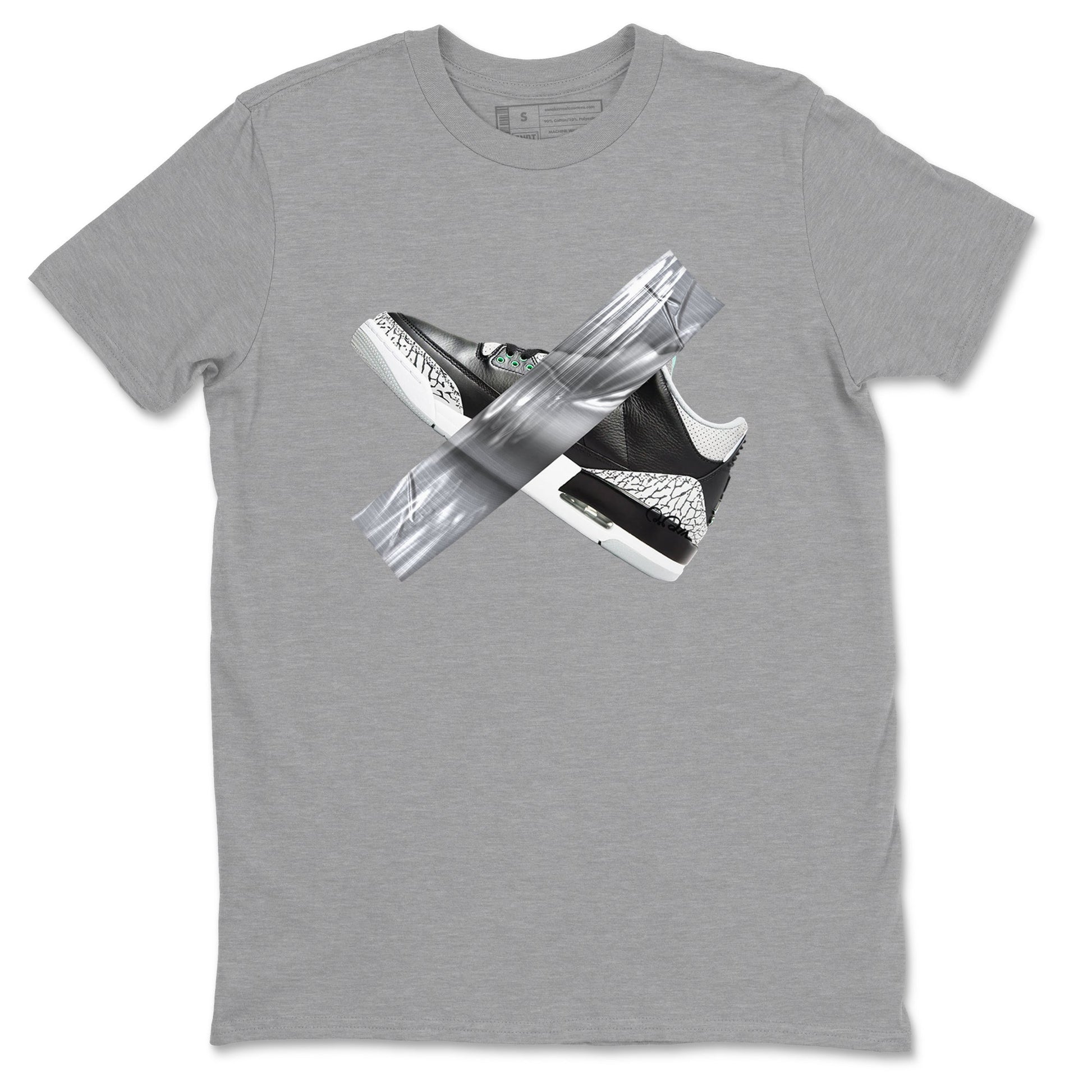 3s Green Glow shirt to match jordans Duct Tape sneaker tees Air Jordan 3 Green Glow SNRT Sneaker Release Tees unisex cotton Heather Grey 2 crew neck shirt