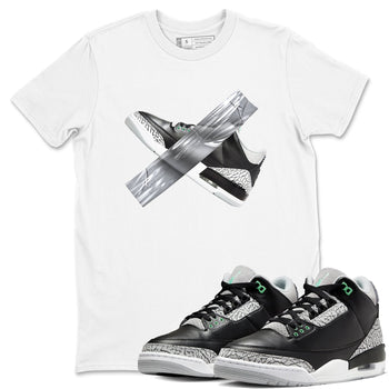 3s Green Glow shirt to match jordans Duct Tape sneaker tees Air Jordan 3 Green Glow SNRT Sneaker Release Tees unisex cotton White 1 crew neck shirt