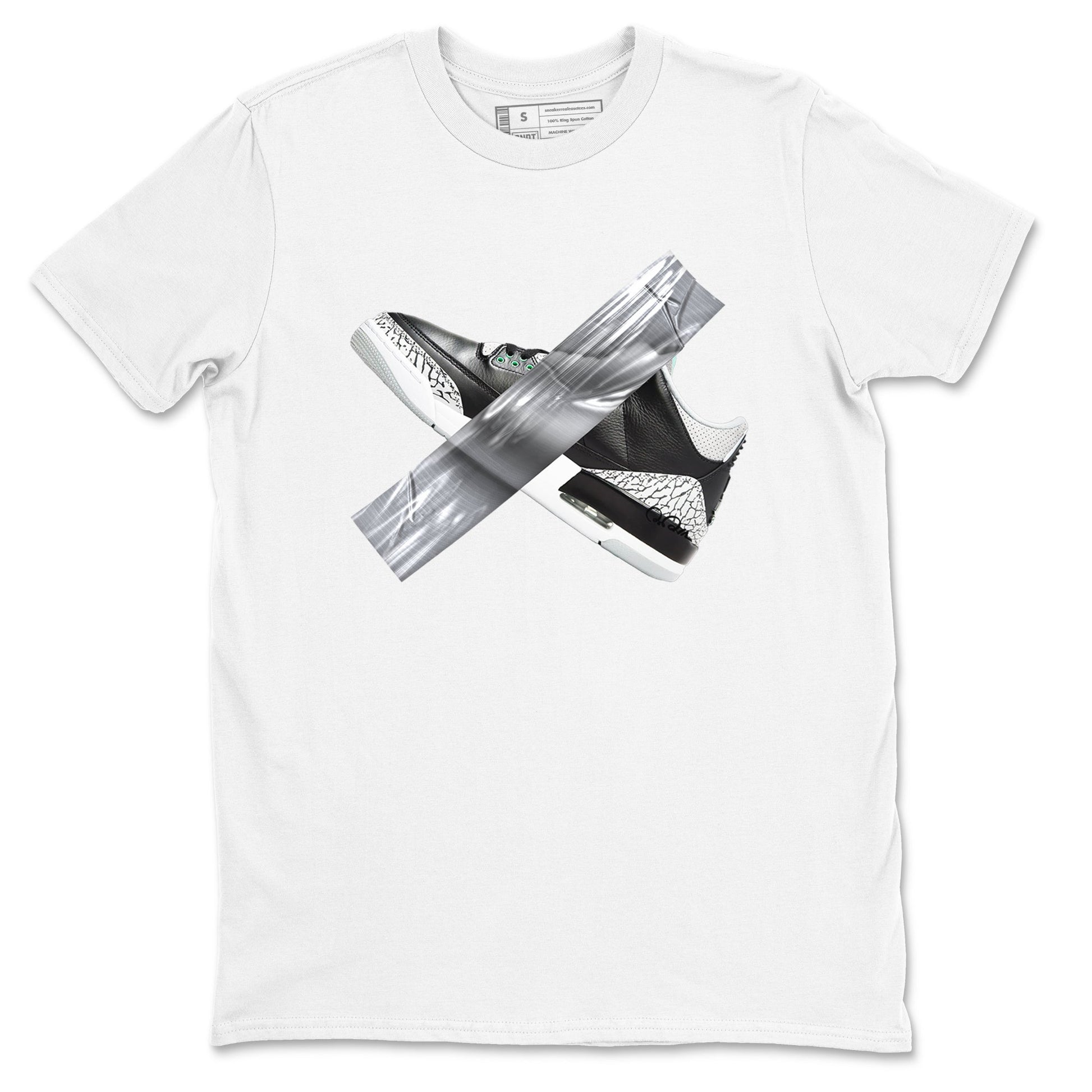 3s Green Glow shirt to match jordans Duct Tape sneaker tees Air Jordan 3 Green Glow SNRT Sneaker Release Tees unisex cotton White 2 crew neck shirt