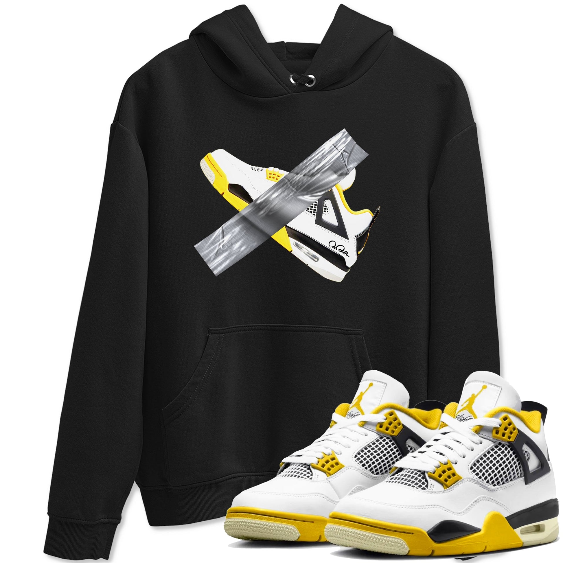 AJ4 Vivid Sulfur shirt to match jordans Duct Tape sneaker tees Air Jordan 4 Vivid Sulfur SNRT Sneaker Release Tees unisex cotton Black 1 crew neck shirt