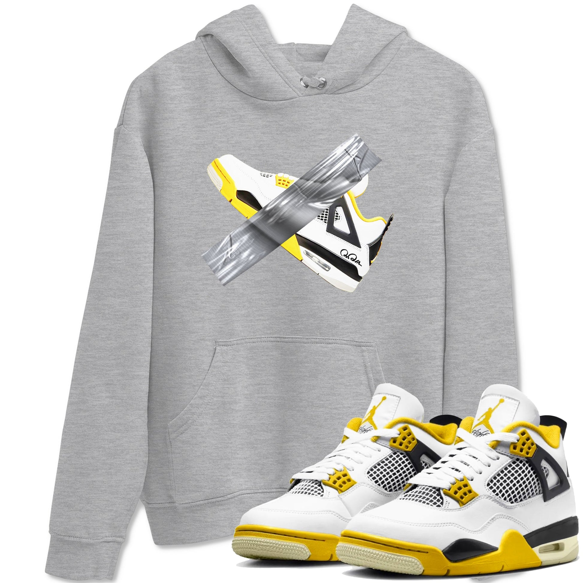 AJ4 Vivid Sulfur shirt to match jordans Duct Tape sneaker tees Air Jordan 4 Vivid Sulfur SNRT Sneaker Release Tees unisex cotton Heather Grey 1 crew neck shirt