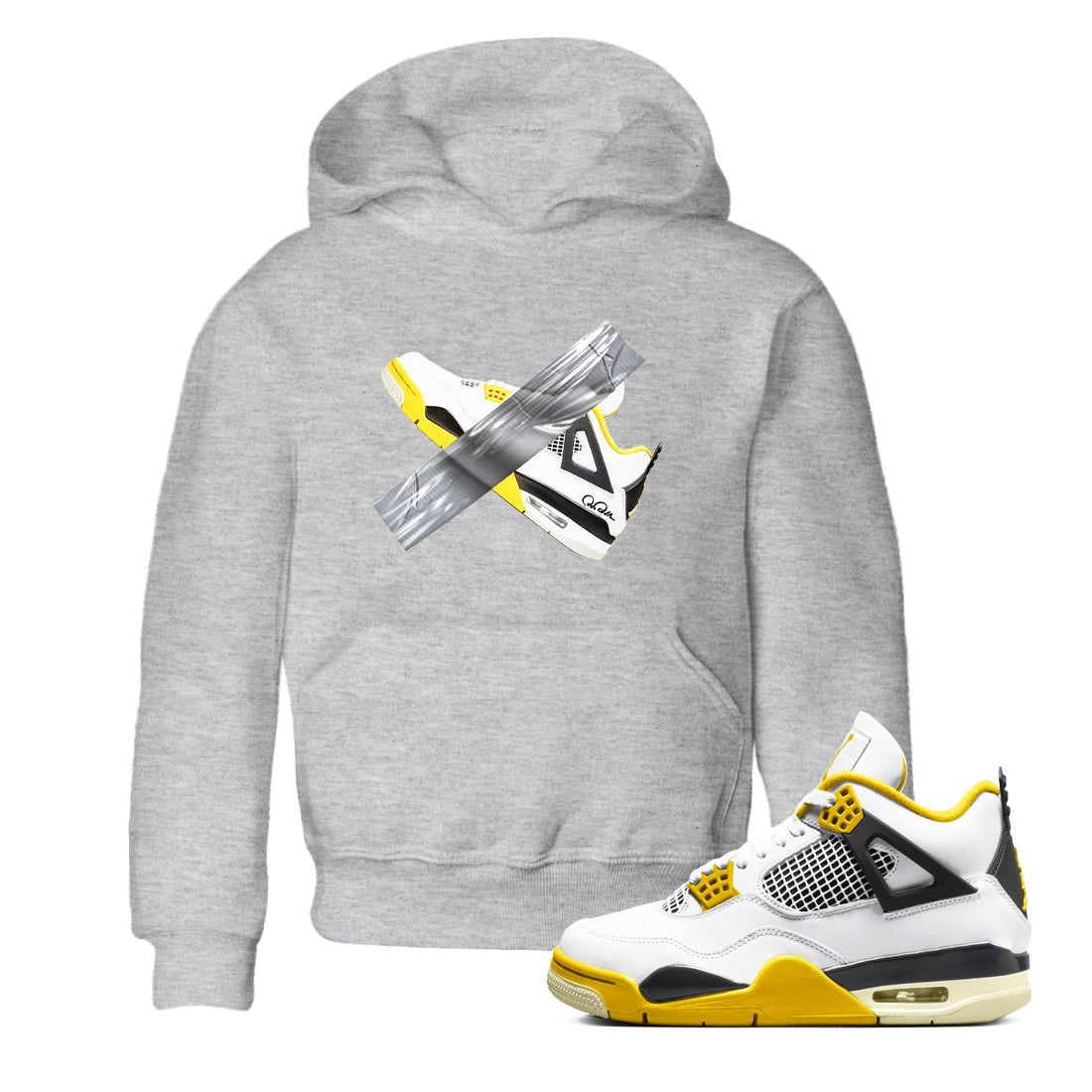 AJ4 Vivid Sulfur shirt to match jordans Duct Tape sneaker tees Air Jordan 4 Vivid Sulfur SNRT sneaker release tees baby toddler Heather Grey 1 cotton Shirt