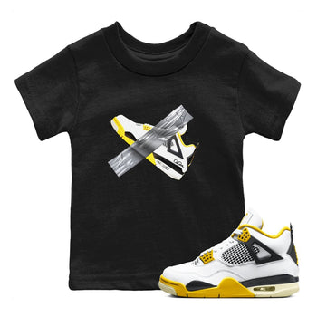 AJ4 Vivid Sulfur shirt to match jordans Duct Tape sneaker tees Air Jordan 4 Vivid Sulfur SNRT sneaker release tees baby toddler Black 1 cotton Shirt