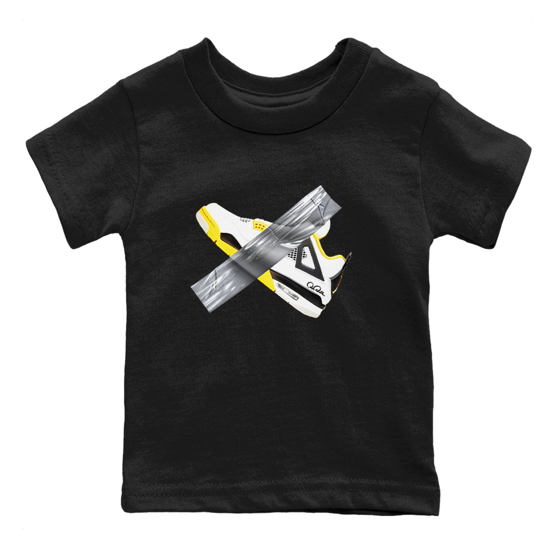 AJ4 Vivid Sulfur shirt to match jordans Duct Tape sneaker tees Air Jordan 4 Vivid Sulfur SNRT sneaker release tees baby toddler Black 2 cotton Shirt