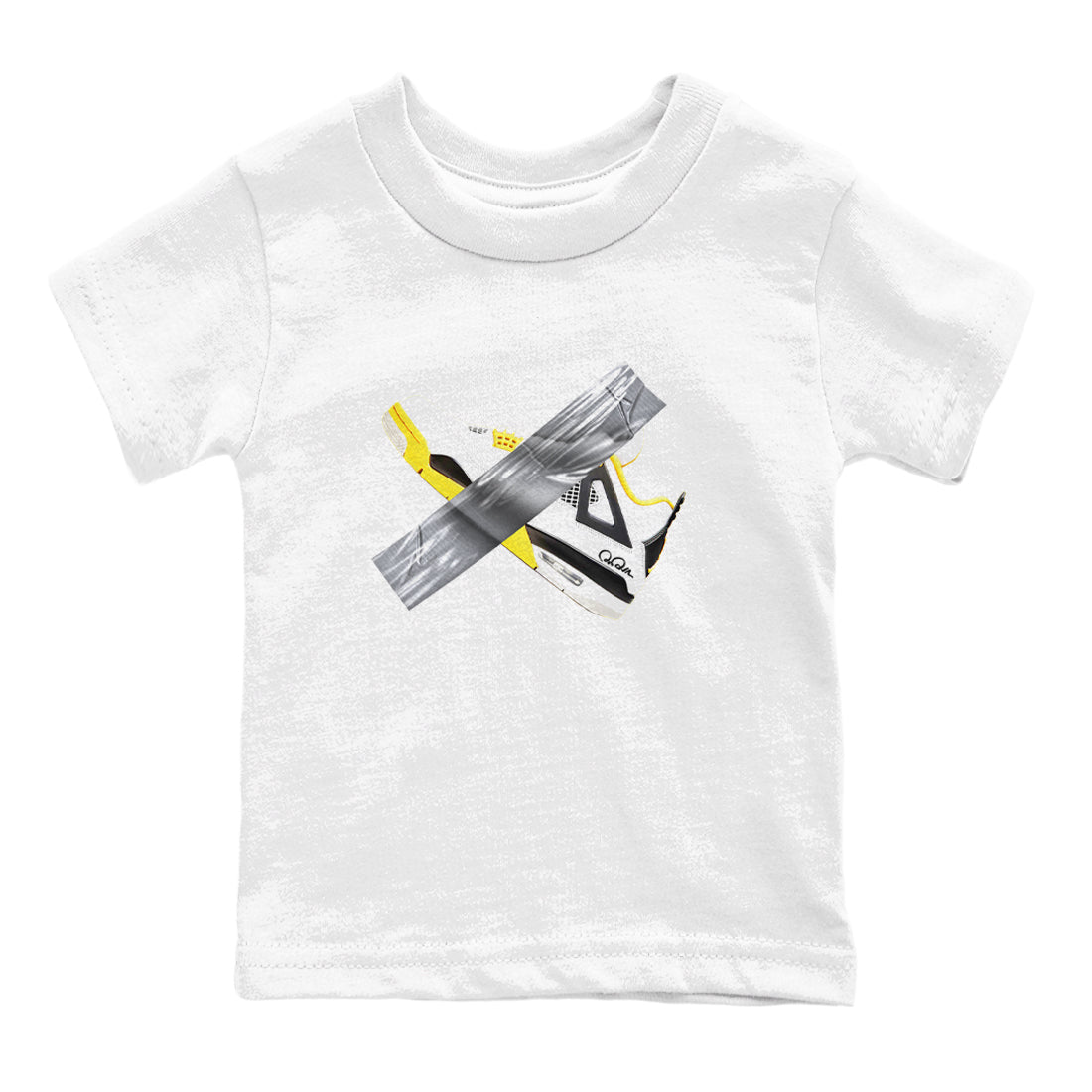 AJ4 Vivid Sulfur shirt to match jordans Duct Tape sneaker tees Air Jordan 4 Vivid Sulfur SNRT sneaker release tees baby toddler White 2 cotton Shirt