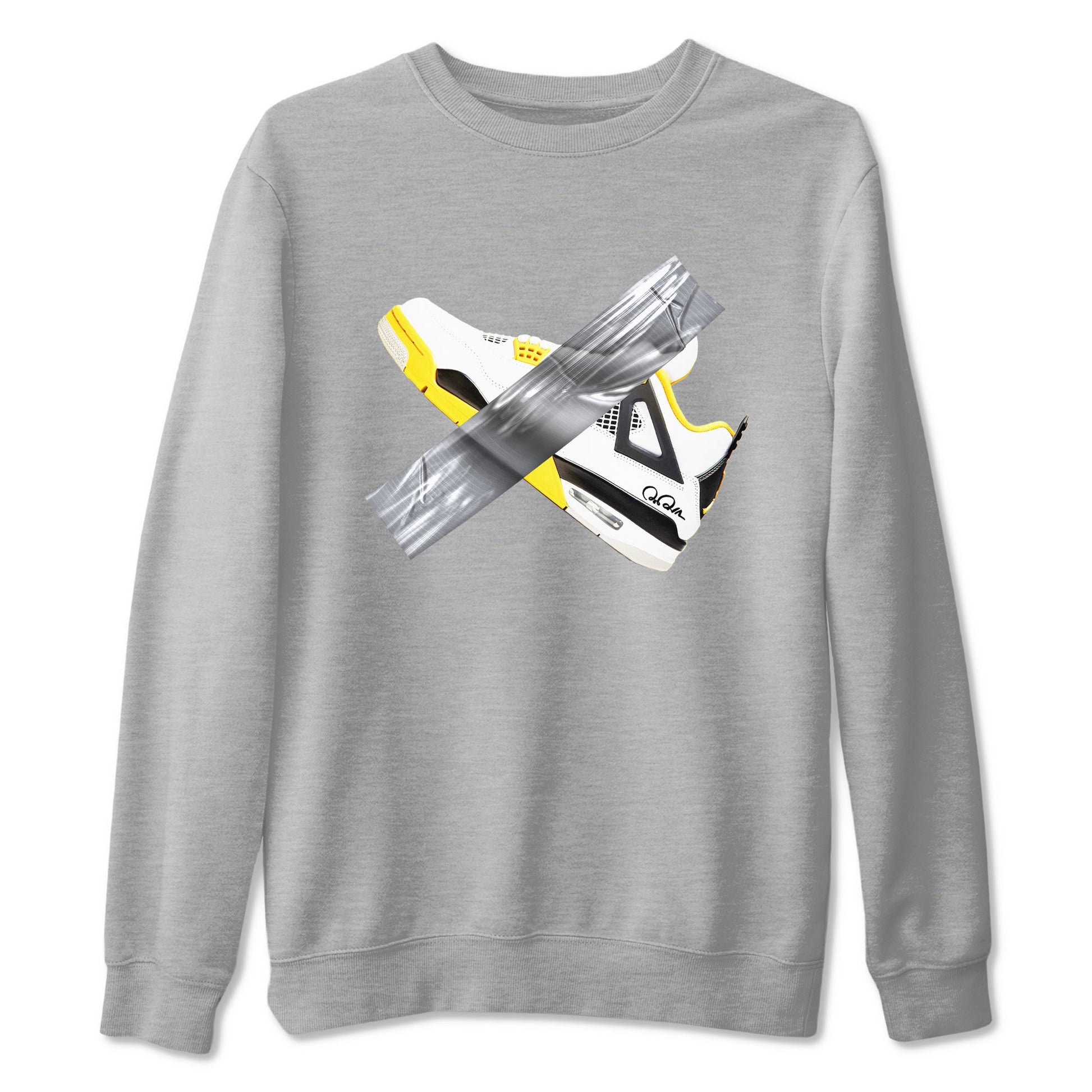 AJ4 Vivid Sulfur shirt to match jordans Duct Tape sneaker tees Air Jordan 4 Vivid Sulfur SNRT Sneaker Release Tees unisex cotton Heather Grey 2 crew neck shirt