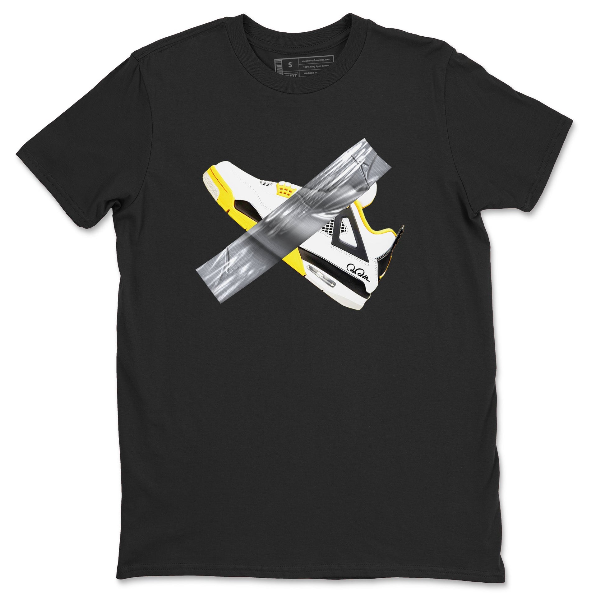AJ4 Vivid Sulfur shirt to match jordans Duct Tape sneaker tees Air Jordan 4 Vivid Sulfur SNRT Sneaker Release Tees unisex cotton Black 2 crew neck shirt