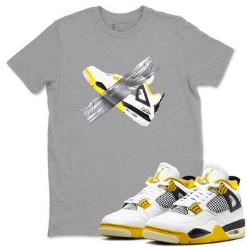 AJ4 Vivid Sulfur shirt to match jordans Duct Tape sneaker tees Air Jordan 4 Vivid Sulfur SNRT Sneaker Release Tees unisex cotton Heather Grey 1 crew neck shirt