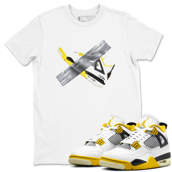 AJ4 Vivid Sulfur shirt to match jordans Duct Tape sneaker tees Air Jordan 4 Vivid Sulfur SNRT Sneaker Release Tees unisex cotton White 1 crew neck shirt