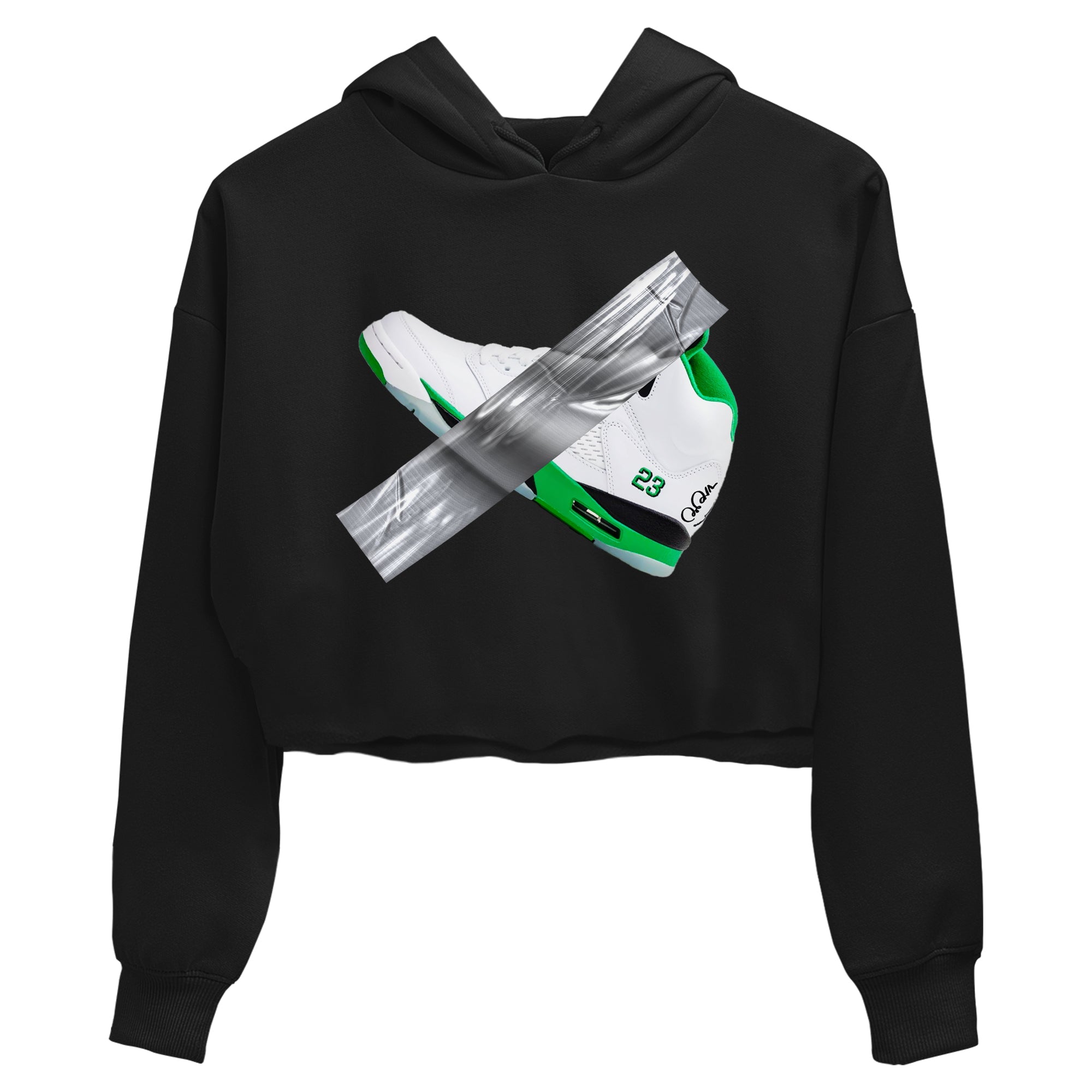 Air Jordan 5 Lucky Green shirt to match jordans Duct Tape sneaker tees AJ5 Lucky Green SNRT Sneaker Release Tees Black 2 crop length shirt