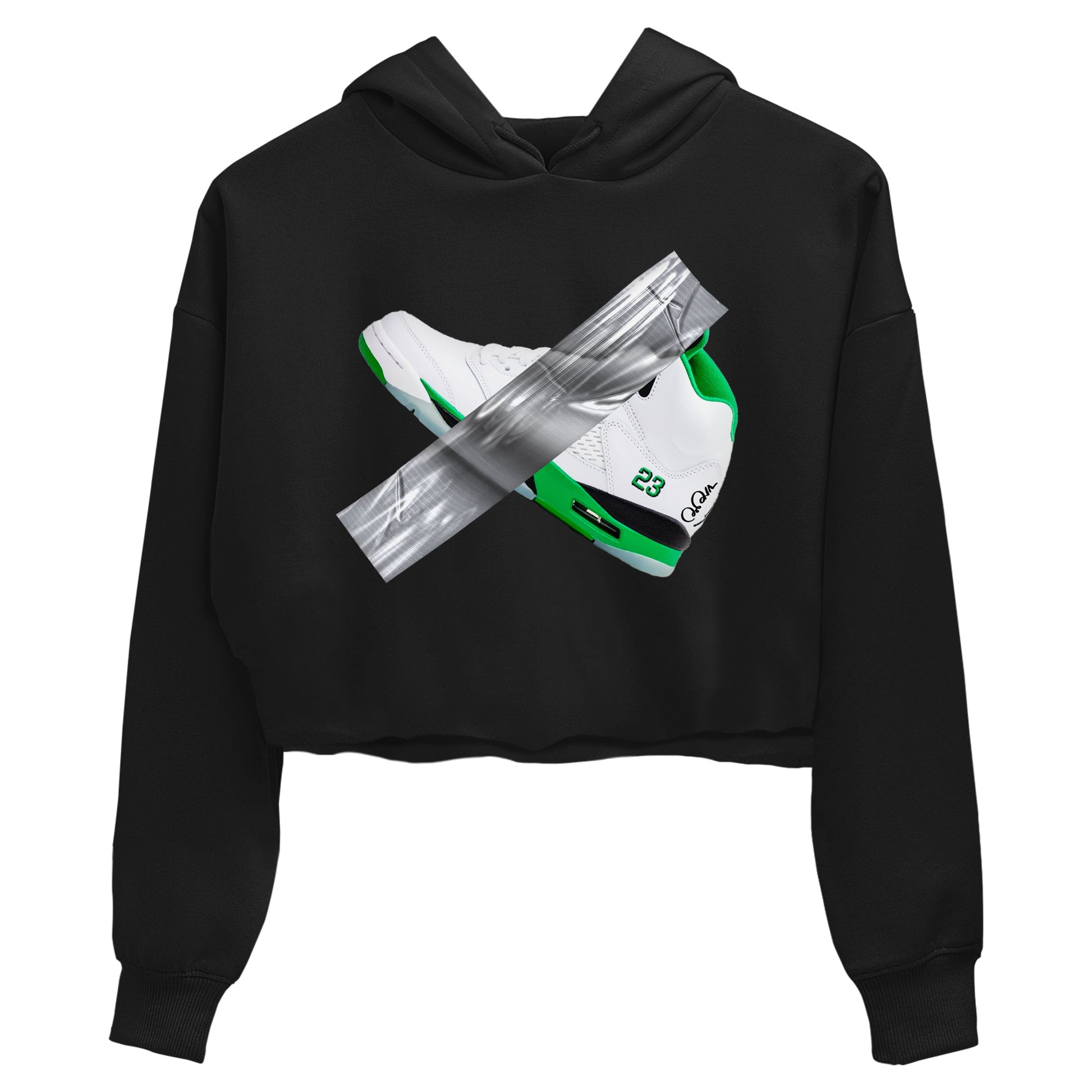Air Jordan 5 Lucky Green shirt to match jordans Duct Tape sneaker tees AJ5 Lucky Green SNRT Sneaker Release Tees Black 2 crop length shirt
