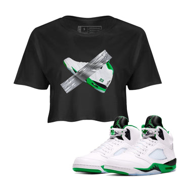 Air Jordan 5 Lucky Green shirt to match jordans Duct Tape sneaker tees AJ5 Lucky Green SNRT Sneaker Release Tees Black 1 crop length shirt