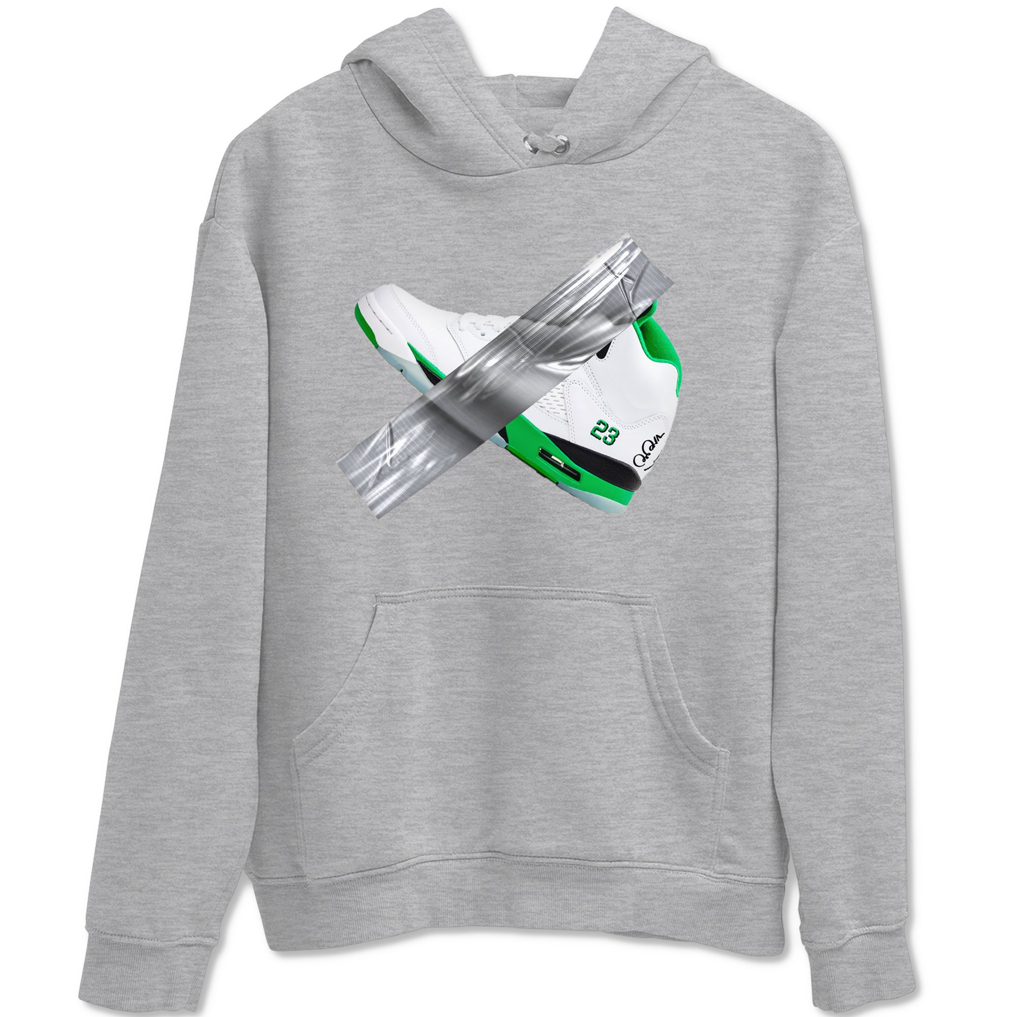 Air Jordan 5 Lucky Green shirt to match jordans Duct Tape sneaker tees AJ5 Lucky Green SNRT Sneaker Release Tees unisex cotton Heather Grey 2 crew neck shirt