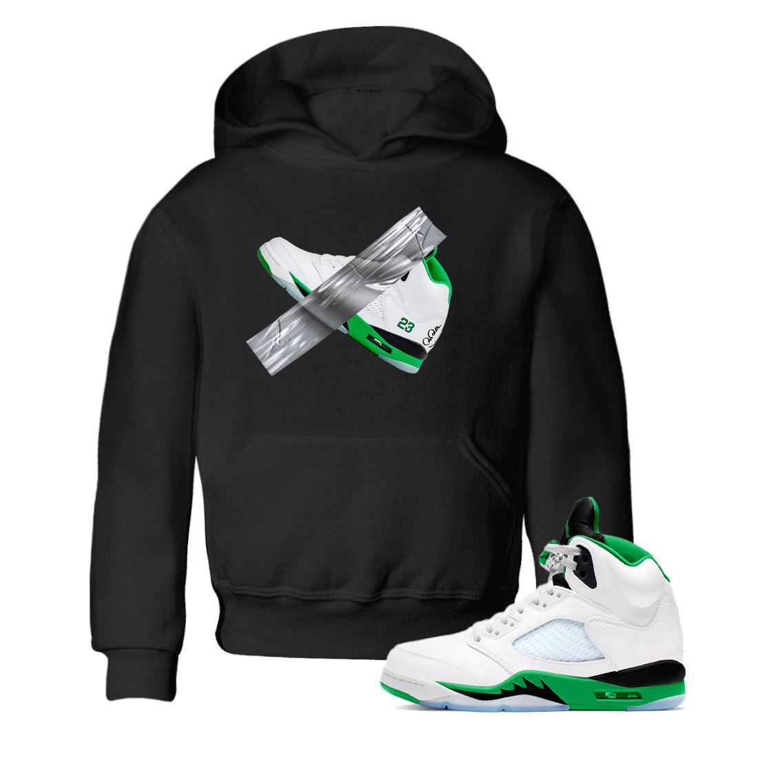 Air Jordan 5 Lucky Green shirt to match jordans Duct Tape sneaker tees AJ5 Lucky Green SNRT sneaker release tees baby toddler Black 1 cotton Shirt