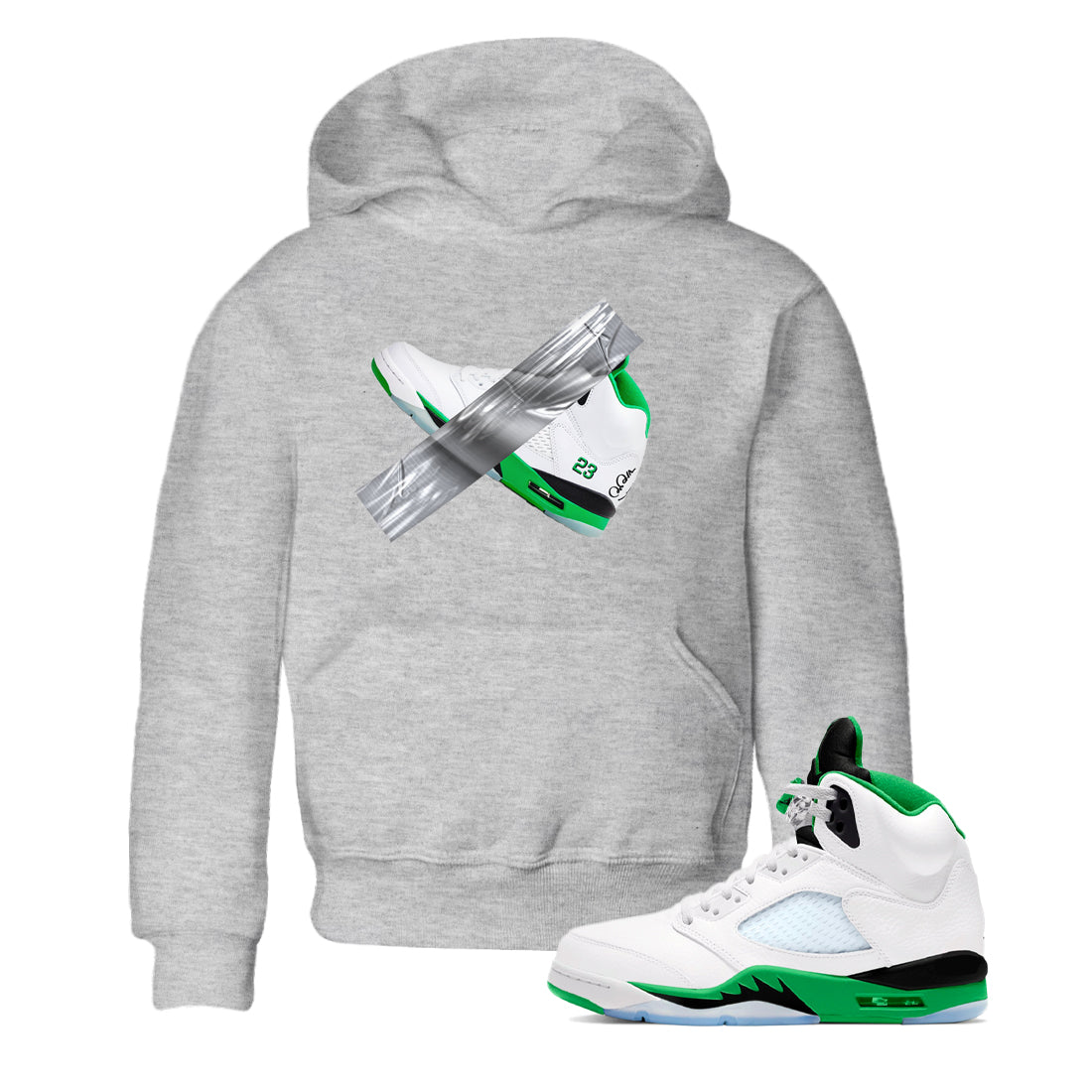 Air Jordan 5 Lucky Green shirt to match jordans Duct Tape sneaker tees AJ5 Lucky Green SNRT sneaker release tees baby toddler Heather Grey 1 cotton Shirt