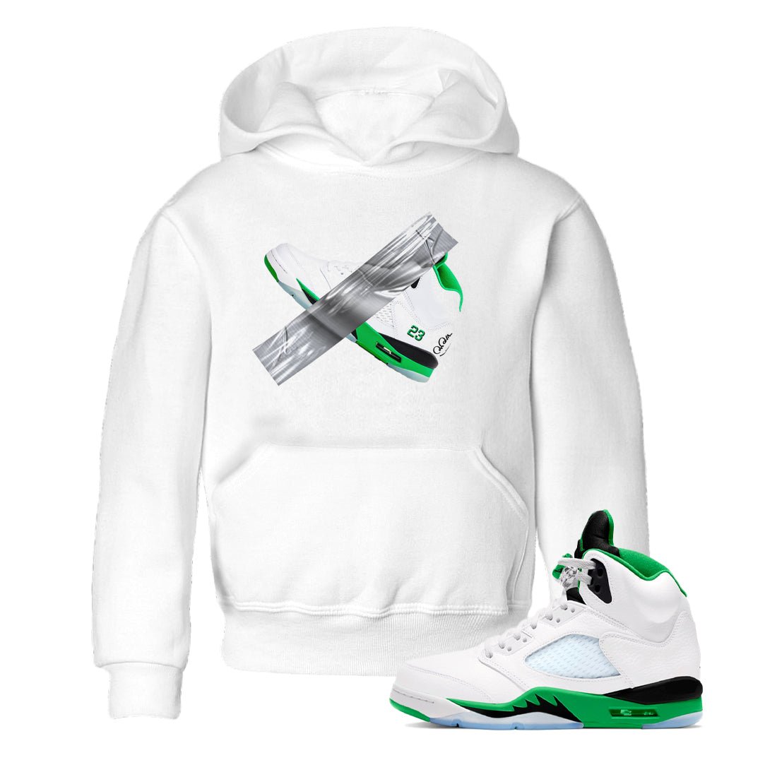 Air Jordan 5 Lucky Green shirt to match jordans Duct Tape sneaker tees AJ5 Lucky Green SNRT sneaker release tees baby toddler White 1 cotton Shirt