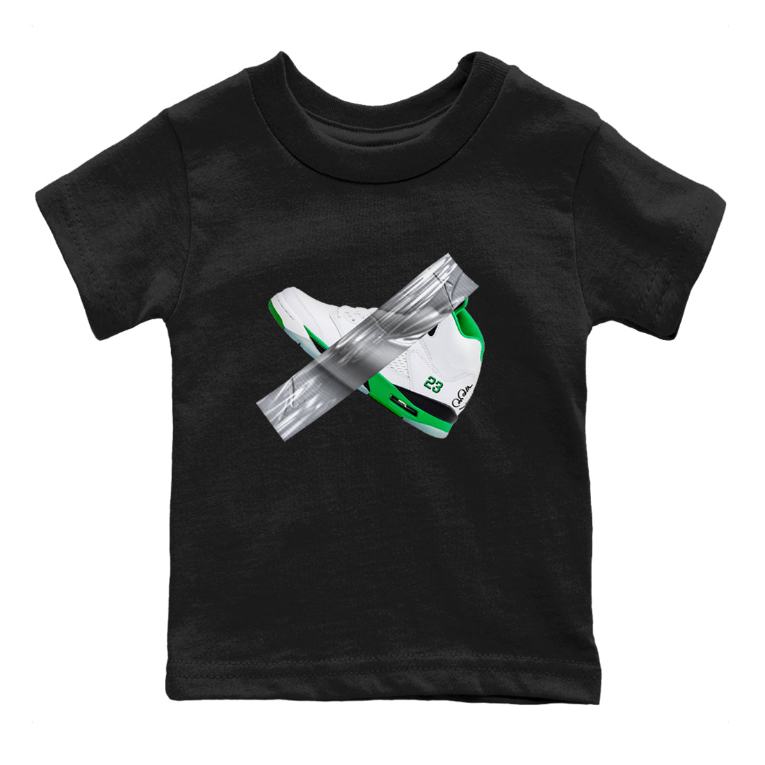 Air Jordan 5 Lucky Green shirt to match jordans Duct Tape sneaker tees AJ5 Lucky Green SNRT sneaker release tees baby toddler Black 2 cotton Shirt