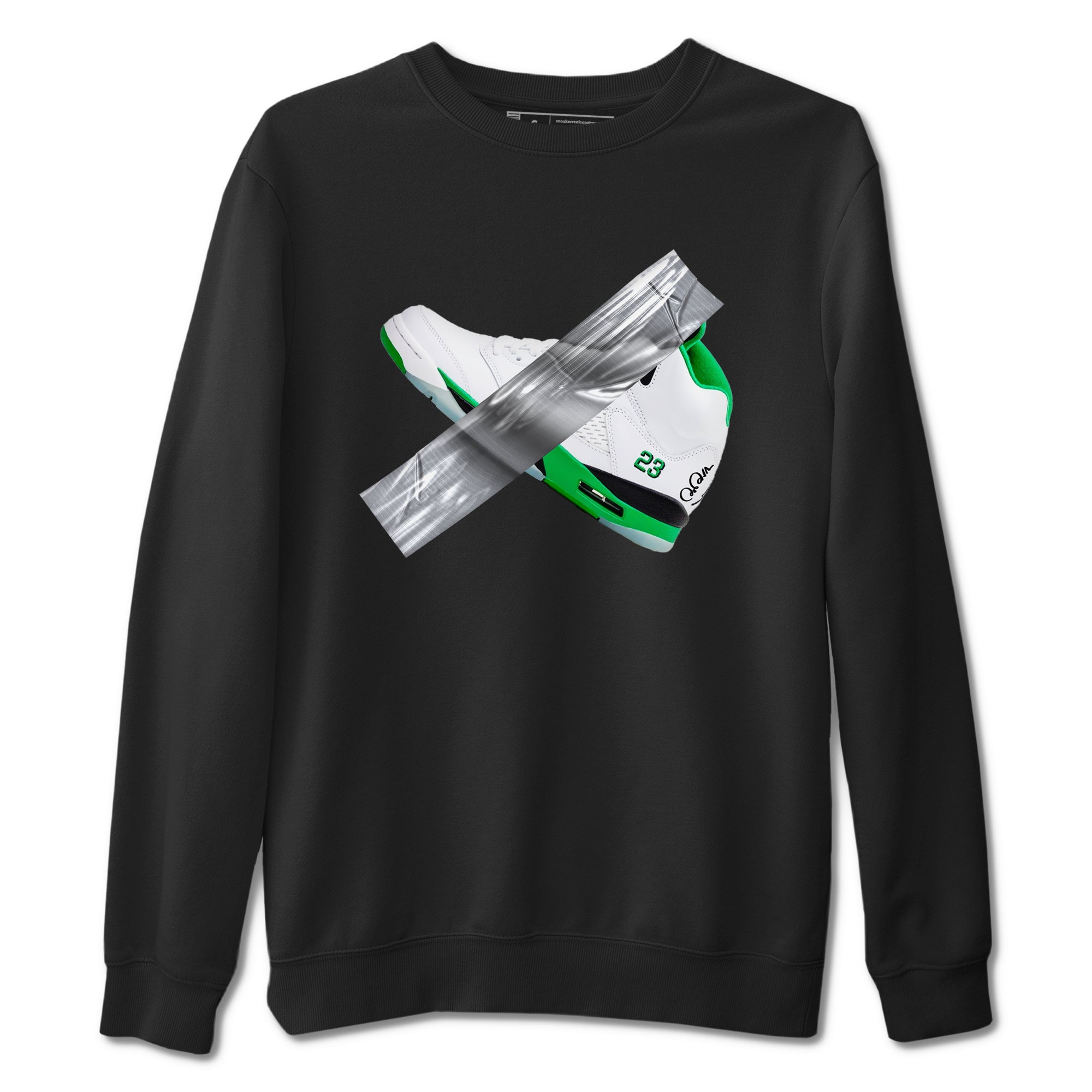 Air Jordan 5 Lucky Green shirt to match jordans Duct Tape sneaker tees AJ5 Lucky Green SNRT Sneaker Release Tees unisex cotton Black 2 crew neck shirt