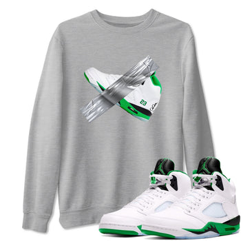 Air Jordan 5 Lucky Green shirt to match jordans Duct Tape sneaker tees AJ5 Lucky Green SNRT Sneaker Release Tees unisex cotton Heather Grey 1 crew neck shirt
