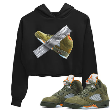 Air Jordan 5 Olive shirt to match jordans Duct Tape sneaker tees AJ5 Olive SNRT Sneaker Release Tees Black 1 crop length shirt