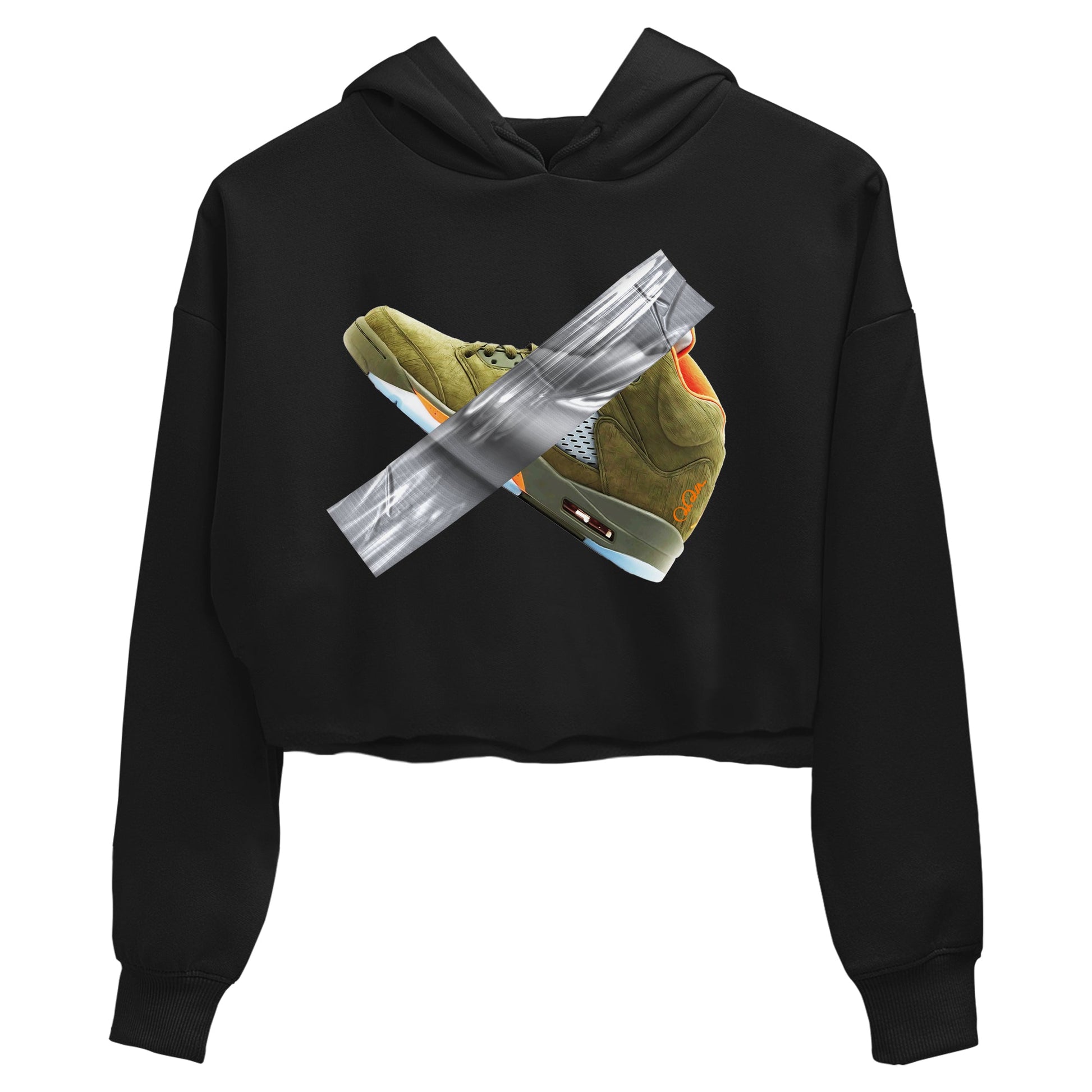 Air Jordan 5 Olive shirt to match jordans Duct Tape sneaker tees AJ5 Olive SNRT Sneaker Release Tees Black 2 crop length shirt