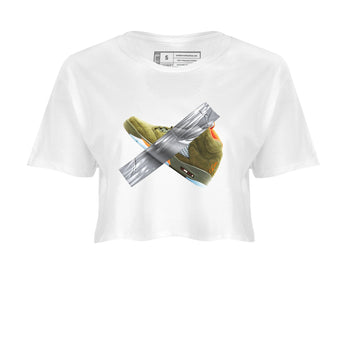 Air Jordan 5 Olive shirt to match jordans Duct Tape sneaker tees AJ5 Olive SNRT Sneaker Release Tees White 2 crop length shirt