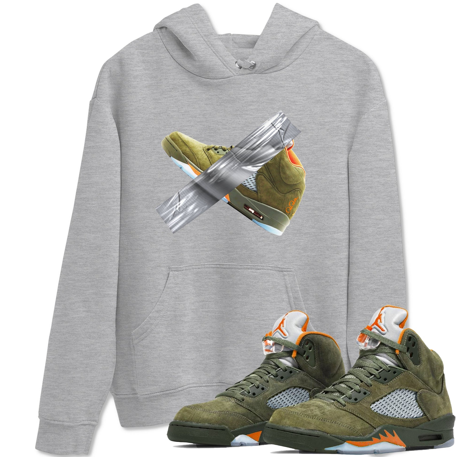 Air Jordan 5 Olive shirt to match jordans Duct Tape sneaker tees AJ5 Olive SNRT Sneaker Release Tees unisex cotton Heather Grey 1 crew neck shirt