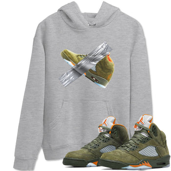 Air Jordan 5 Olive shirt to match jordans Duct Tape sneaker tees AJ5 Olive SNRT Sneaker Release Tees unisex cotton Heather Grey 1 crew neck shirt