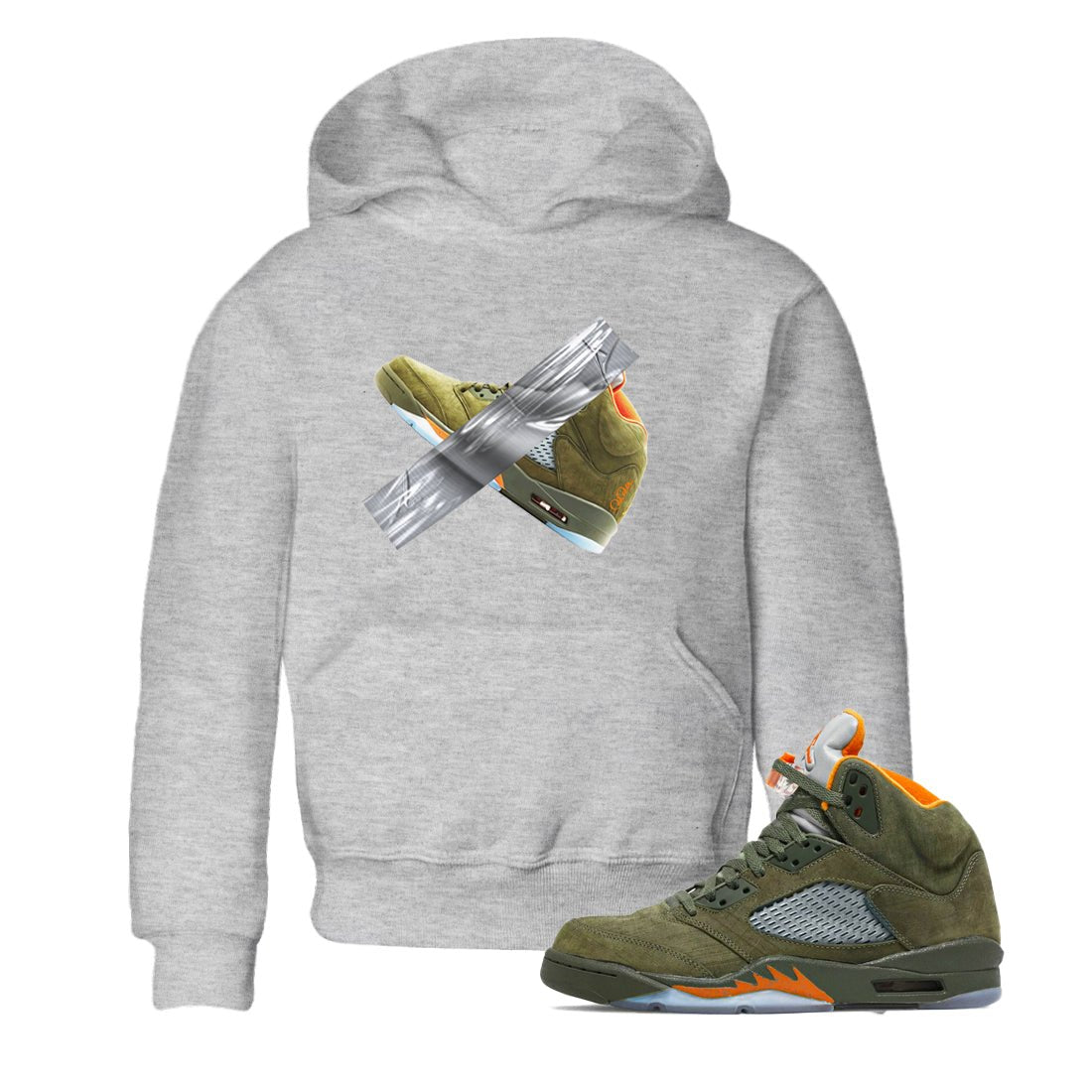Air Jordan 5 Olive shirt to match jordans Duct Tape sneaker tees AJ5 Olive SNRT sneaker release tees baby toddler Heather Grey 1 cotton Shirt
