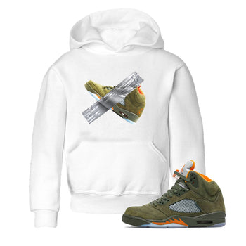 Air Jordan 5 Olive shirt to match jordans Duct Tape sneaker tees AJ5 Olive SNRT sneaker release tees baby toddler White 1 cotton Shirt