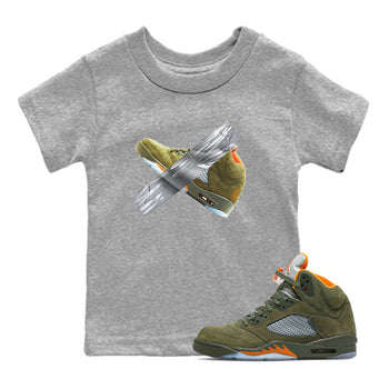 Air Jordan 5 Olive shirt to match jordans Duct Tape sneaker tees AJ5 Olive SNRT sneaker release tees baby toddler Heather Grey 1 cotton Shirt