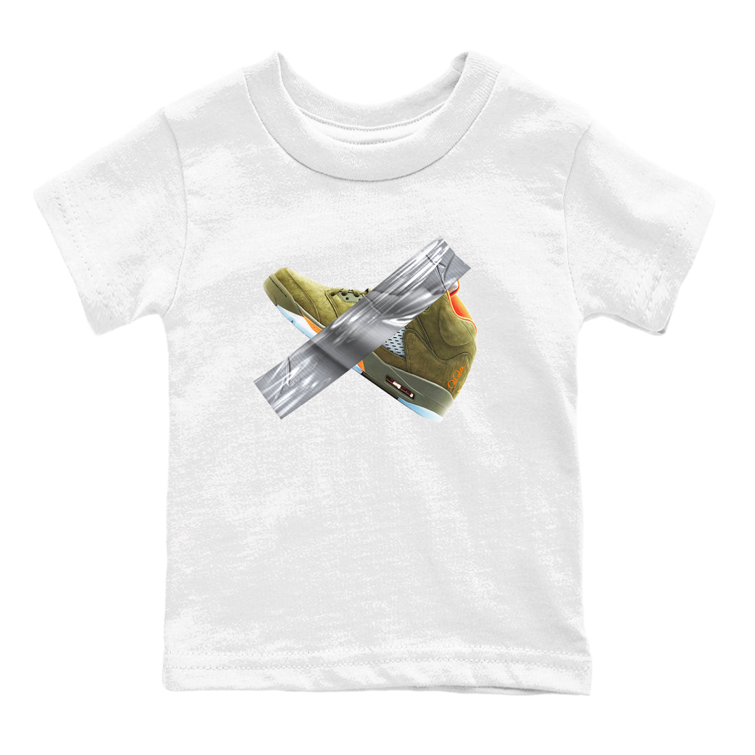 Air Jordan 5 Olive shirt to match jordans Duct Tape sneaker tees AJ5 Olive SNRT sneaker release tees baby toddler White 2 cotton Shirt
