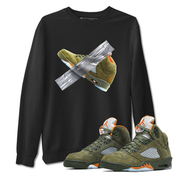 Air Jordan 5 Olive shirt to match jordans Duct Tape sneaker tees AJ5 Olive SNRT Sneaker Release Tees unisex cotton Black 1 crew neck shirt