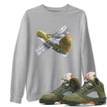 Air Jordan 5 Olive shirt to match jordans Duct Tape sneaker tees AJ5 Olive SNRT Sneaker Release Tees unisex cotton Heather Grey 1 crew neck shirt