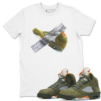Air Jordan 5 Olive shirt to match jordans Duct Tape sneaker tees AJ5 Olive SNRT Sneaker Release Tees unisex cotton White 1 crew neck shirt